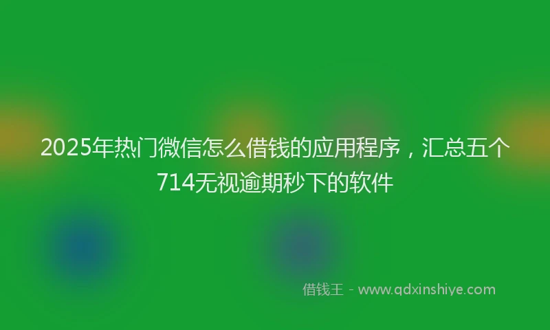 2025年热门微信怎么借钱的应用程序，汇总五个714无视逾期秒下的软件