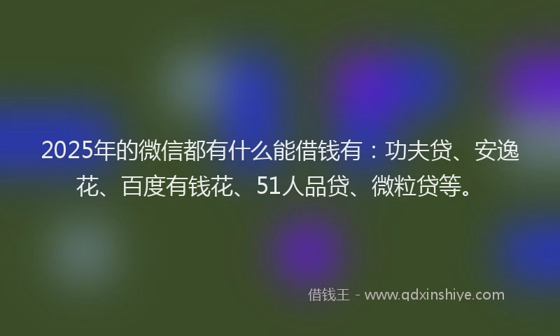 2025年的微信都有什么能借钱有：功夫贷、安逸花、百度有钱花、51人品贷、微粒贷等。