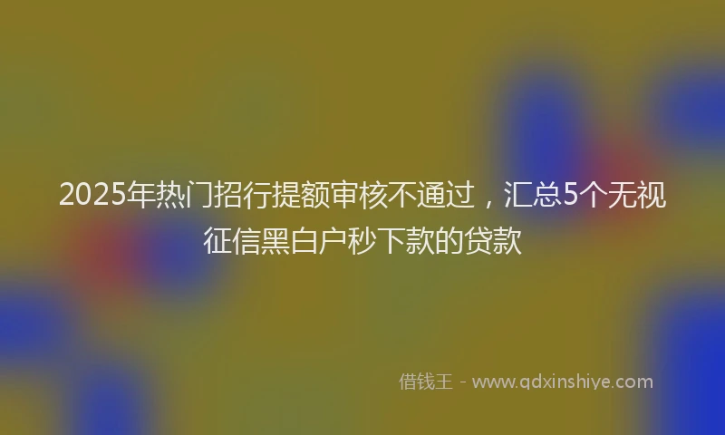 2025年热门招行提额审核不通过，汇总5个无视征信黑白户秒下款的贷款