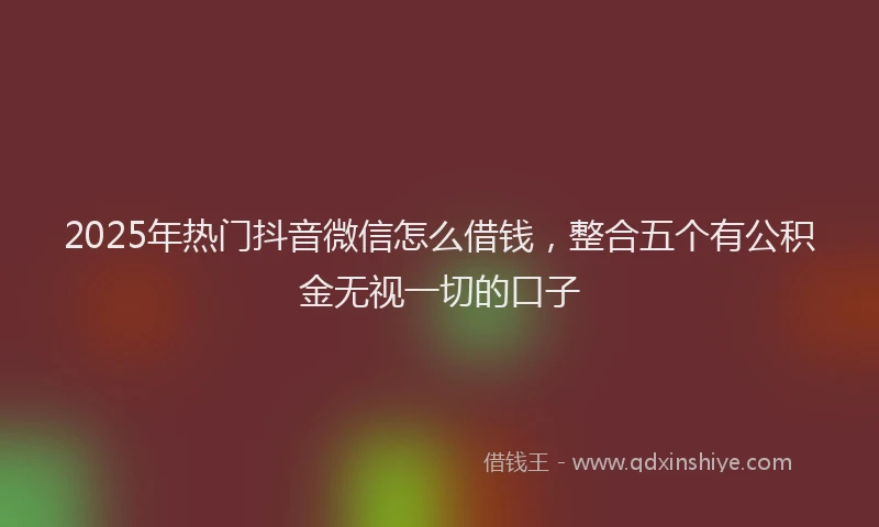 2025年热门抖音微信怎么借钱，整合五个有公积金无视一切的口子