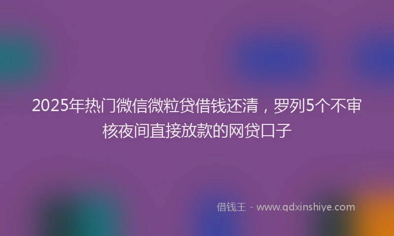 2025年热门微信微粒贷借钱还清，罗列5个不审核夜间直接放款的网贷口子