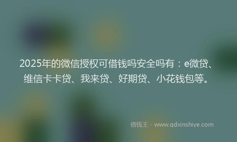 2025年的微信授权可借钱吗安全吗有：e微贷、维信卡卡贷、我来贷、好期贷、小花钱包等。