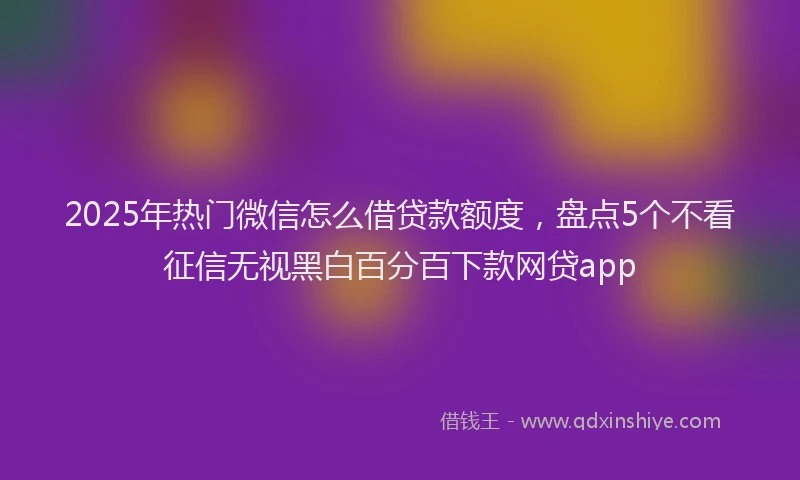 2025年热门微信怎么借贷款额度，盘点5个不看征信无视黑白百分百下款网贷app