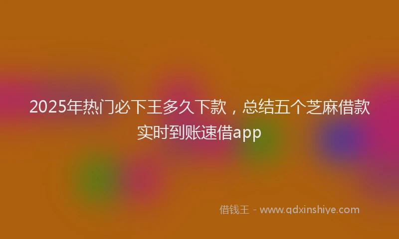 2025年热门必下王多久下款，总结五个芝麻借款实时到账速借app