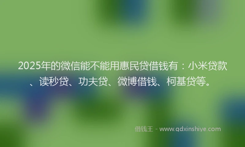2025年的微信能不能用惠民贷借钱有：小米贷款、读秒贷、功夫贷、微博借钱、柯基贷等。