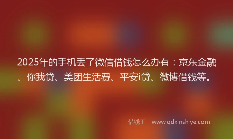 2025年的手机丢了微信借钱怎么办有：京东金融、你我贷、美团生活费、平安i贷、微博借钱等。
