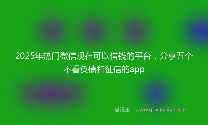2025年热门微信现在可以借钱的平台，分享五个不看负债和征信的app