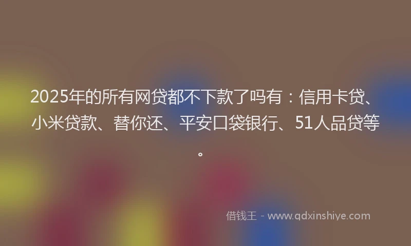 2025年的所有网贷都不下款了吗有：信用卡贷、小米贷款、替你还、平安口袋银行、51人品贷等。
