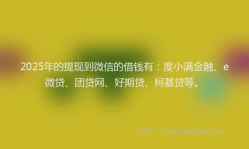 2025年的提现到微信的借钱有：度小满金融、e微贷、团贷网、好期贷、柯基贷等。