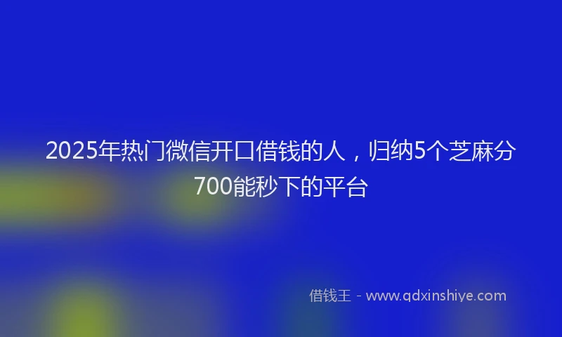 2025年热门微信开口借钱的人，归纳5个芝麻分700能秒下的平台
