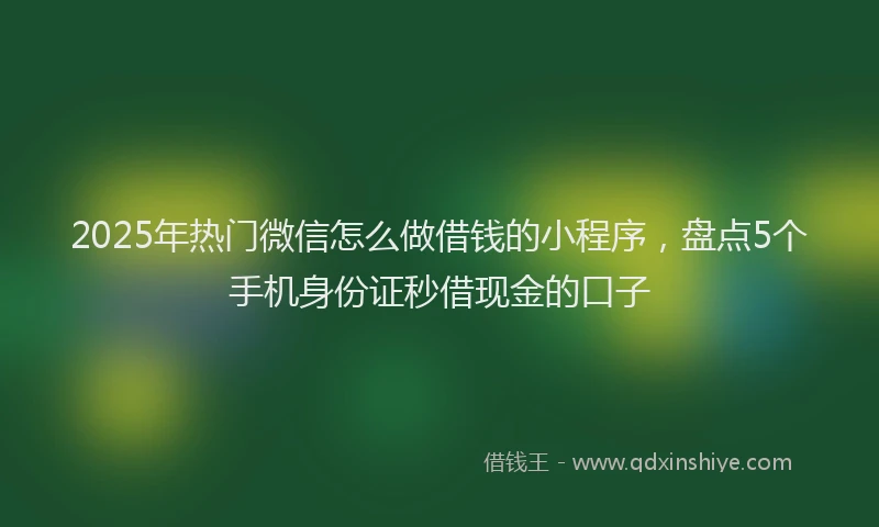 2025年热门微信怎么做借钱的小程序，盘点5个手机身份证秒借现金的口子