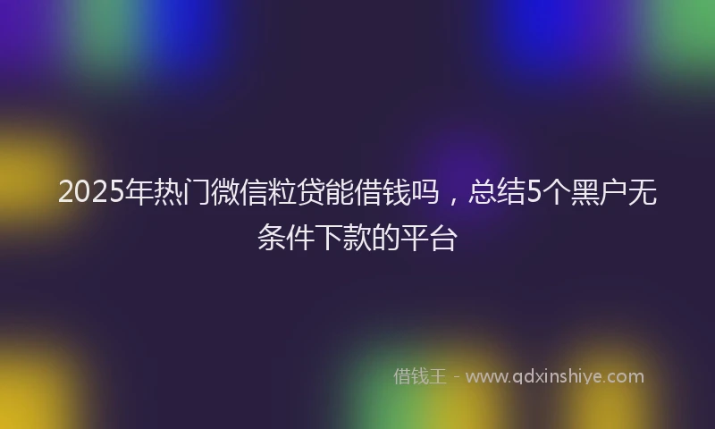 2025年热门微信粒贷能借钱吗，总结5个黑户无条件下款的平台