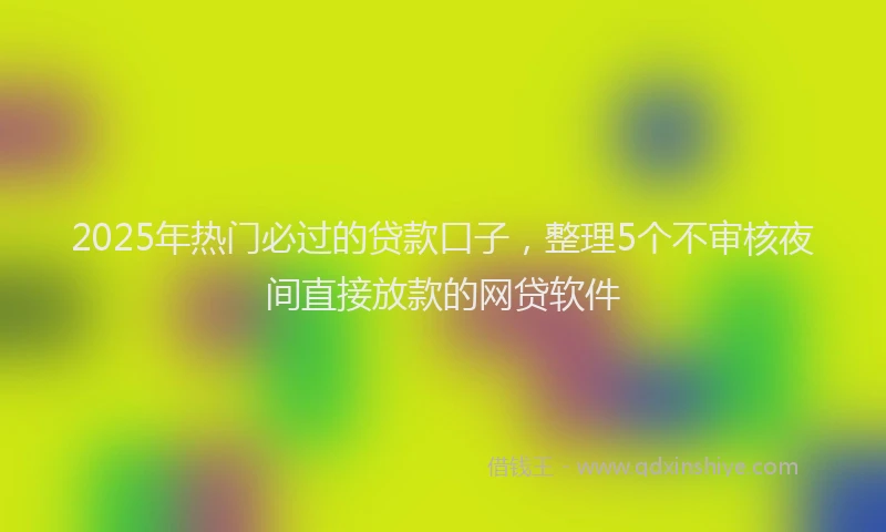 2025年热门必过的贷款口子，整理5个不审核夜间直接放款的网贷软件