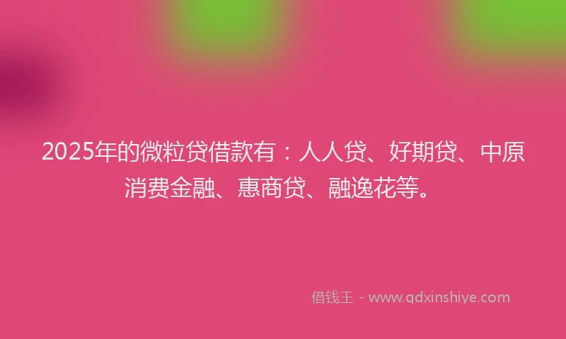 2025年的微粒贷借款有：人人贷、好期贷、中原消费金融、惠商贷、融逸花等。