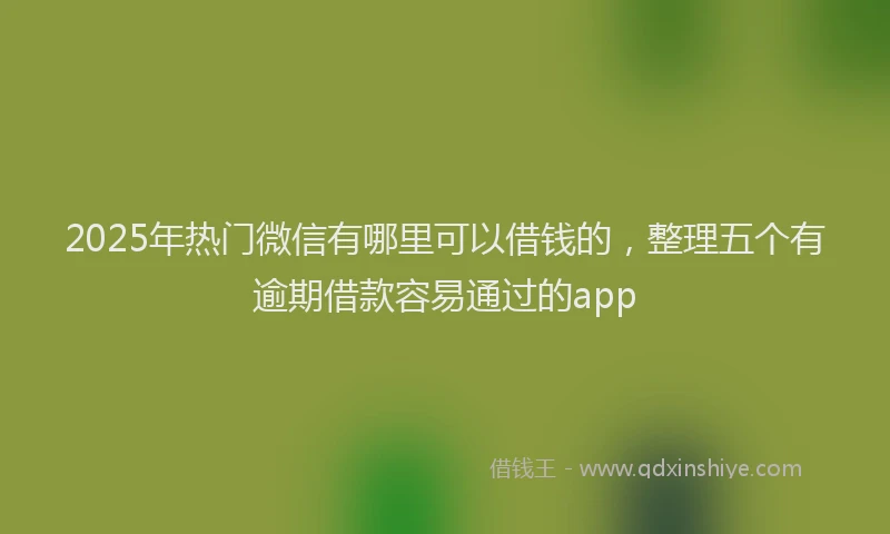2025年热门微信有哪里可以借钱的，整理五个有逾期借款容易通过的app