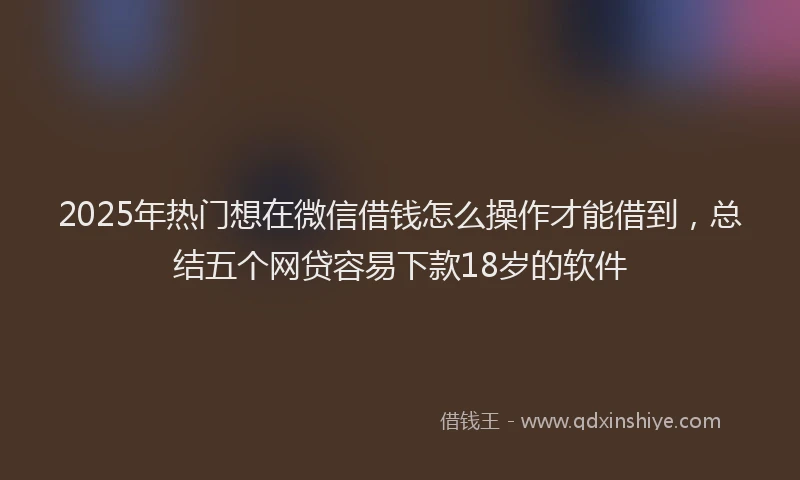 2025年热门想在微信借钱怎么操作才能借到，总结五个网贷容易下款18岁的软件