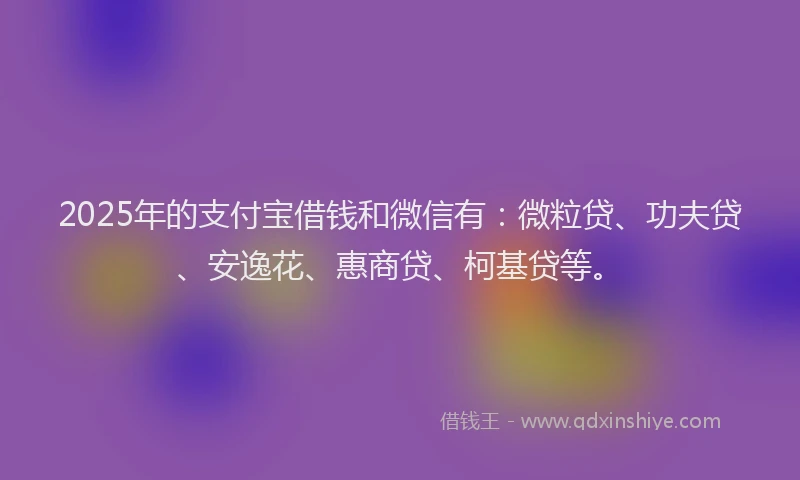 2025年的支付宝借钱和微信有：微粒贷、功夫贷、安逸花、惠商贷、柯基贷等。