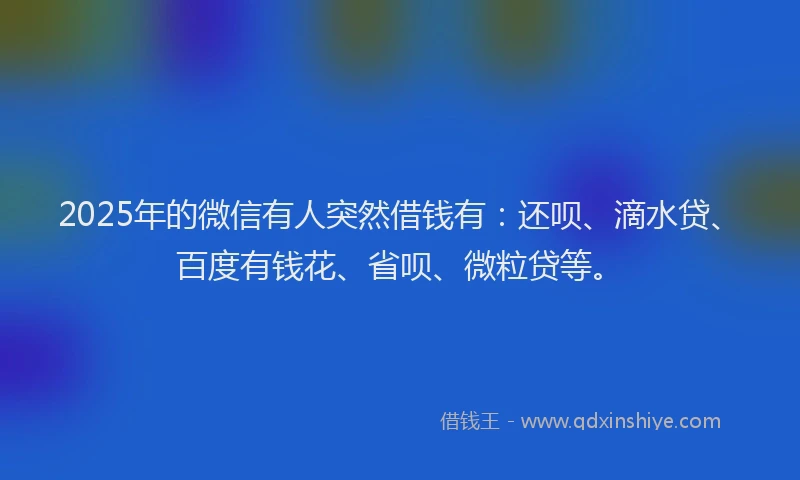 2025年的微信有人突然借钱有：还呗、滴水贷、百度有钱花、省呗、微粒贷等。
