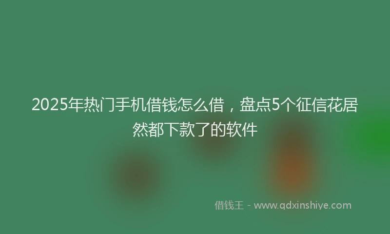 2025年热门手机借钱怎么借，盘点5个征信花居然都下款了的软件