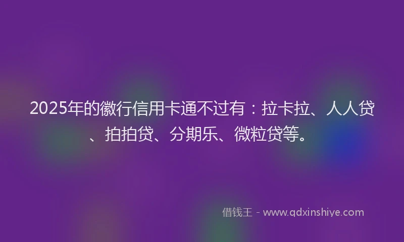 2025年的徽行信用卡通不过有：拉卡拉、人人贷、拍拍贷、分期乐、微粒贷等。
