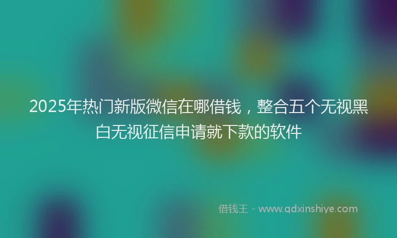 2025年热门新版微信在哪借钱，整合五个无视黑白无视征信申请就下款的软件
