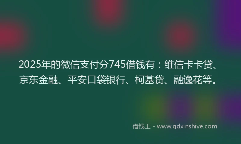 2025年的微信支付分745借钱有：维信卡卡贷、京东金融、平安口袋银行、柯基贷、融逸花等。
