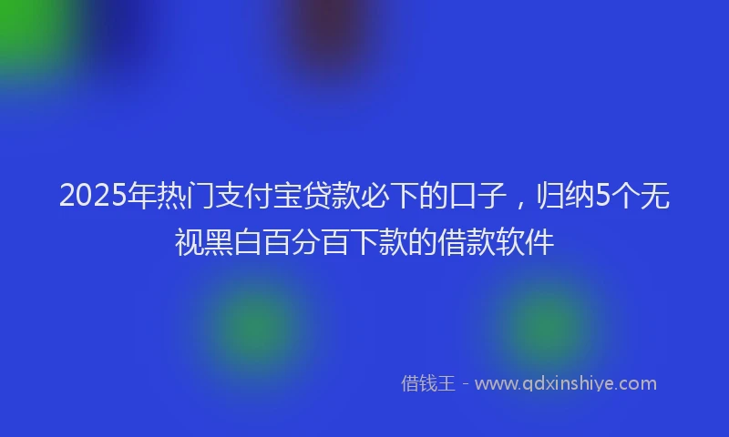 2025年热门支付宝贷款必下的口子，归纳5个无视黑白百分百下款的借款软件