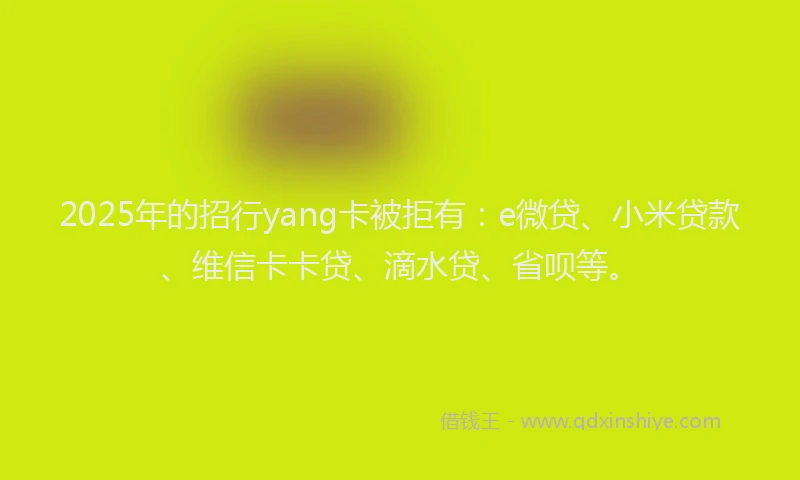 2025年的招行yang卡被拒有：e微贷、小米贷款、维信卡卡贷、滴水贷、省呗等。