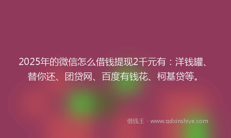 2025年的微信怎么借钱提现2千元有：洋钱罐、替你还、团贷网、百度有钱花、柯基贷等。