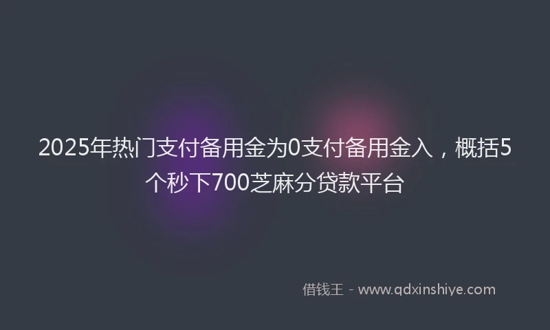 2025年热门支付备用金为0支付备用金入，概括5个秒下700芝麻分贷款平台