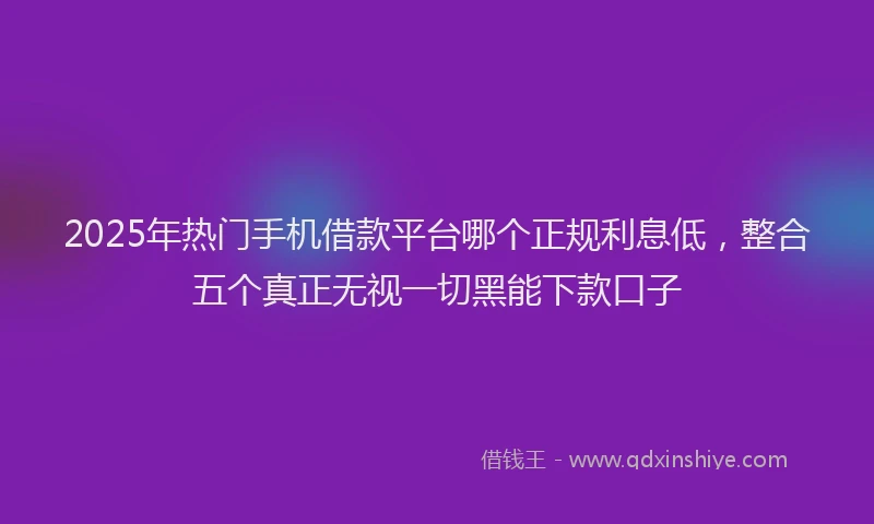 2025年热门手机借款平台哪个正规利息低，整合五个真正无视一切黑能下款口子