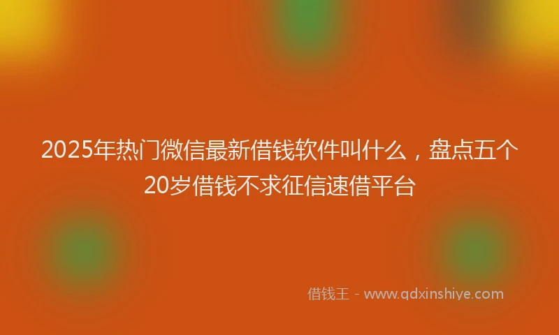 2025年热门微信最新借钱软件叫什么，盘点五个20岁借钱不求征信速借平台