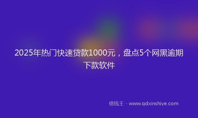 2025年热门快速贷款1000元，盘点5个网黑逾期下款软件