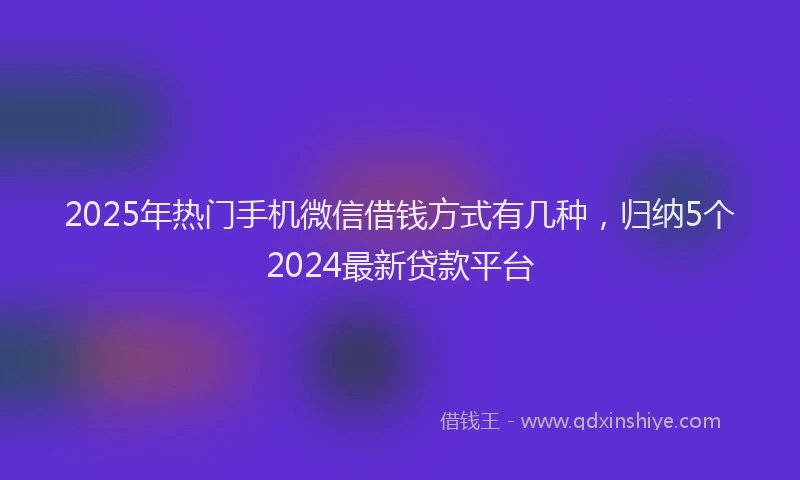2025年热门手机微信借钱方式有几种，归纳5个2024最新贷款平台