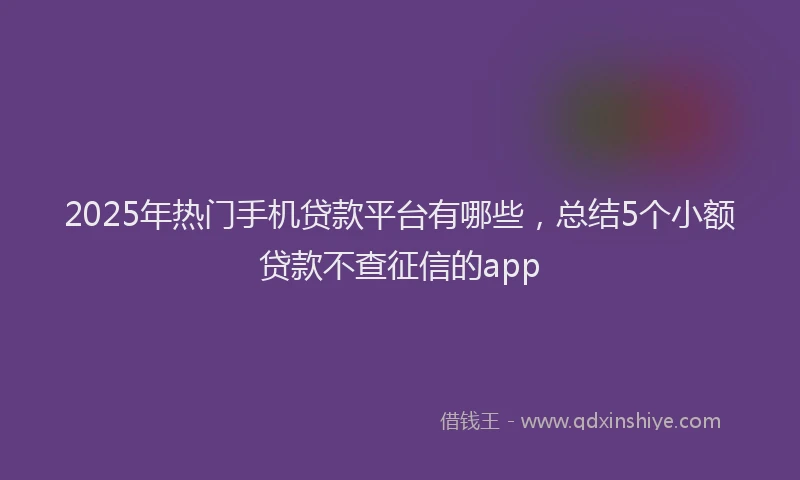 2025年热门手机贷款平台有哪些，总结5个小额贷款不查征信的app