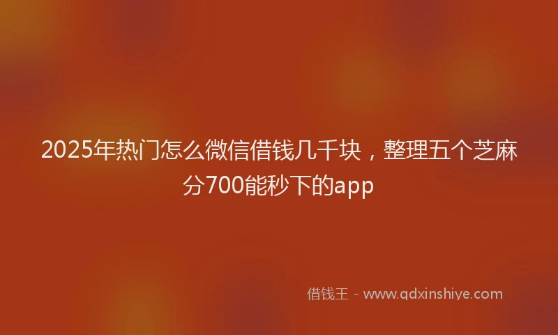 2025年热门怎么微信借钱几千块，整理五个芝麻分700能秒下的app