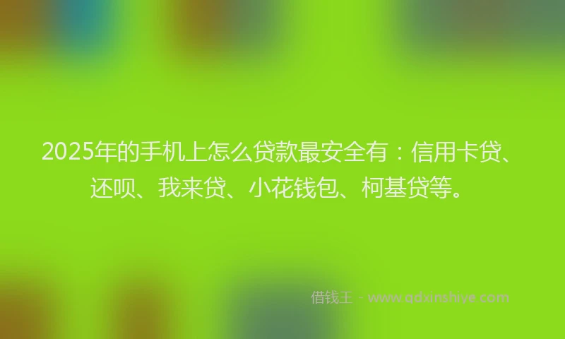 2025年的手机上怎么贷款最安全有：信用卡贷、还呗、我来贷、小花钱包、柯基贷等。