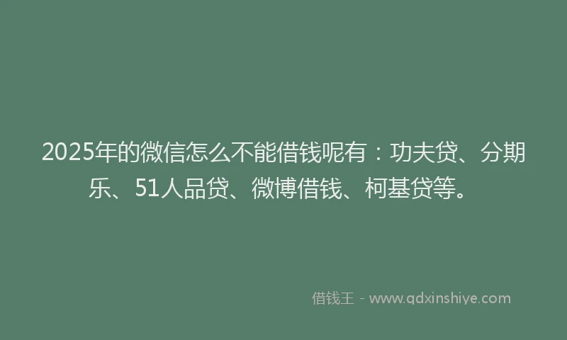 2025年的微信怎么不能借钱呢有：功夫贷、分期乐、51人品贷、微博借钱、柯基贷等。