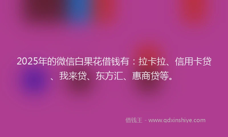 2025年的微信白果花借钱有：拉卡拉、信用卡贷、我来贷、东方汇、惠商贷等。