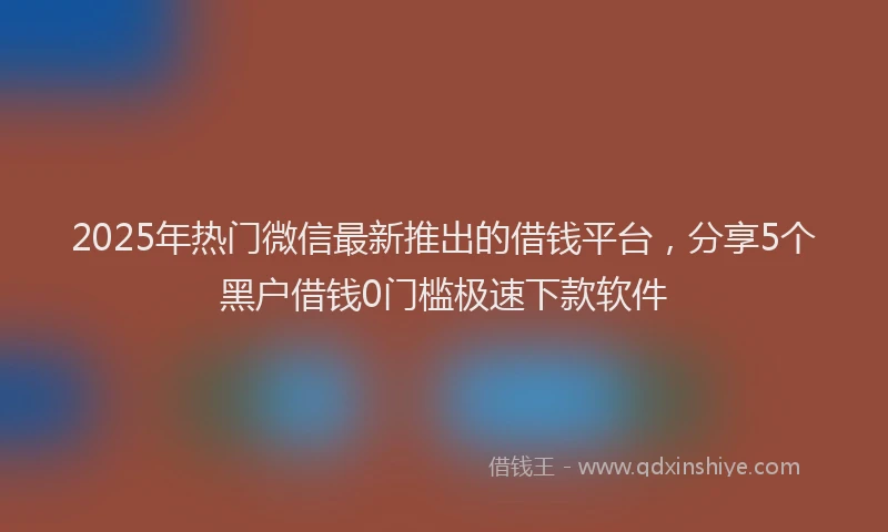 2025年热门微信最新推出的借钱平台，分享5个黑户借钱0门槛极速下款软件
