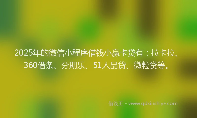 2025年的微信小程序借钱小赢卡贷有：拉卡拉、360借条、分期乐、51人品贷、微粒贷等。