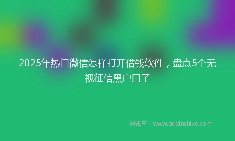 2025年热门微信怎样打开借钱软件，盘点5个无视征信黑户口子