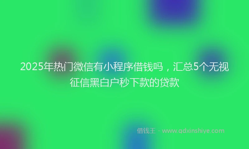 2025年热门微信有小程序借钱吗，汇总5个无视征信黑白户秒下款的贷款
