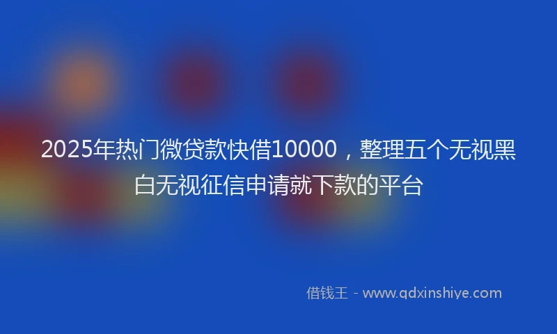 2025年热门微贷款快借10000，整理五个无视黑白无视征信申请就下款的平台