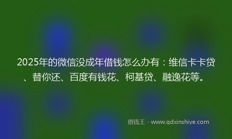 2025年的微信没成年借钱怎么办有：维信卡卡贷、替你还、百度有钱花、柯基贷、融逸花等。