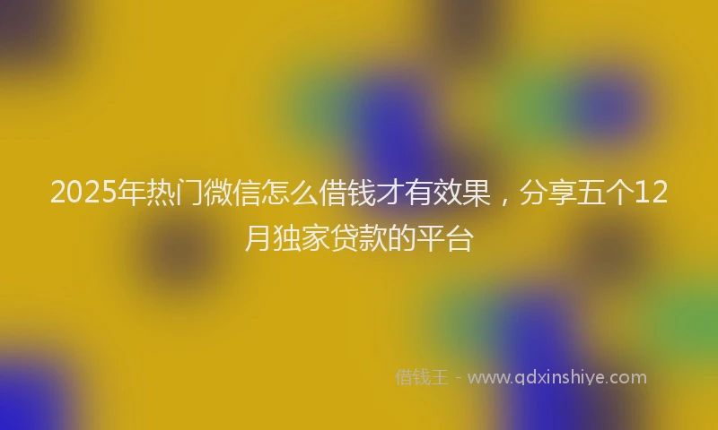 2025年热门微信怎么借钱才有效果，分享五个12月独家贷款的平台