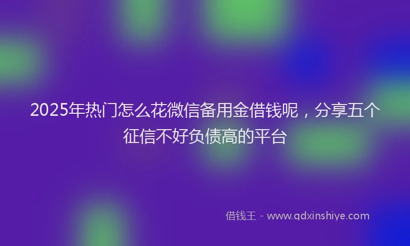 2025年热门怎么花微信备用金借钱呢，分享五个征信不好负债高的平台