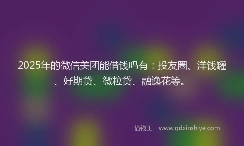 2025年的微信美团能借钱吗有：投友圈、洋钱罐、好期贷、微粒贷、融逸花等。