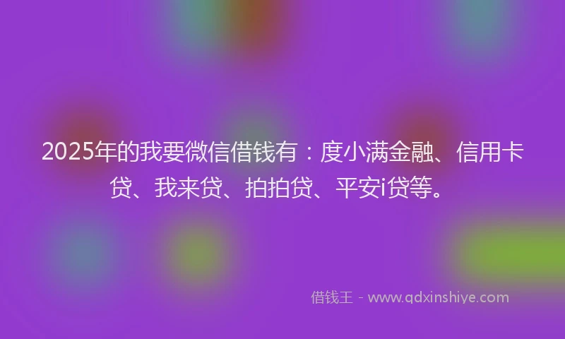 2025年的我要微信借钱有：度小满金融、信用卡贷、我来贷、拍拍贷、平安i贷等。