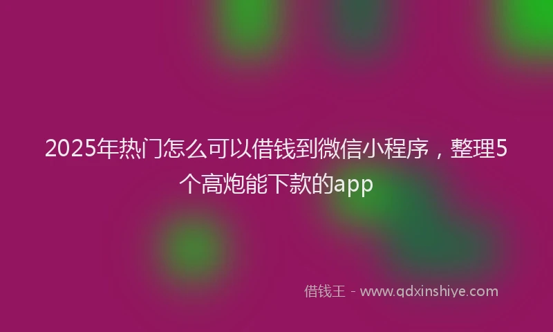 2025年热门怎么可以借钱到微信小程序，整理5个高炮能下款的app
